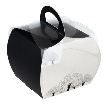 Restaurantware-4 Inch x 4.25 Inch Individual Cupcake Boxes, 100 Disposable Cupcake Display Boxes - with Handle, Tree Accent, Clear Plastic Single Cupcake Containers, for Weddings Or Birthdays