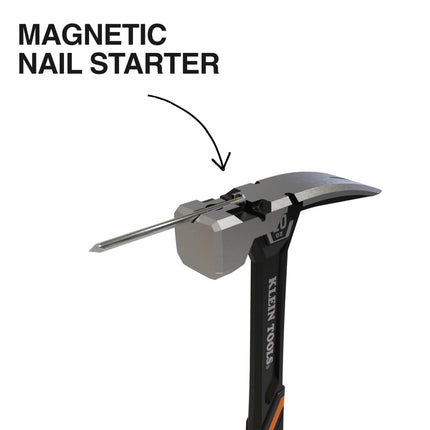 Klein Tools H80920S Smooth Face Framing Hammer with Straight Claw, 20-Ounce Forged Steel, Magnetic Nail Puller, and Extra-Large Squared Strike Face