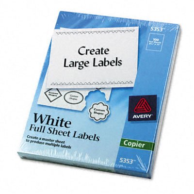 Self-Adhesive Full-Sheet Shipping Labels for Copiers, 8-1/2 x 11, White, 100/Box