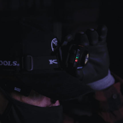 KLEIN TOOLS Rechargeable 2-Color LED Headlamp, Fabric Strap, Spotlight, Floodlight, Red LED, 800 Lumens, USB Cable, Camping, Running 56414