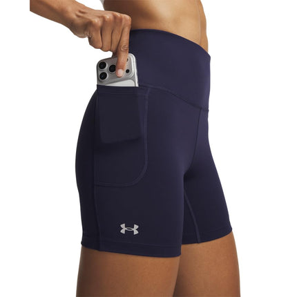 Under Armour Women's Movement Middy Shorts, (410) Midnight Navy / / Metallic Silver, L