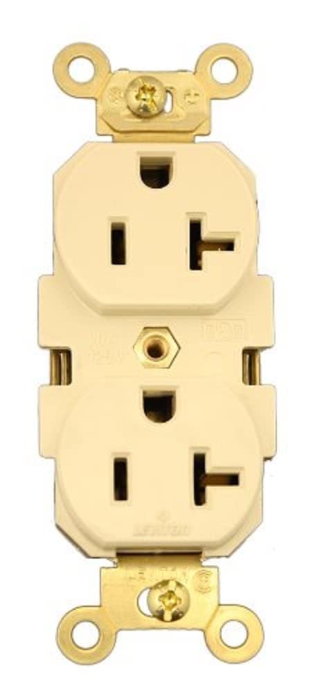 Leviton Duplex Receptacle, 20 Amp, 125 Volt, Indus