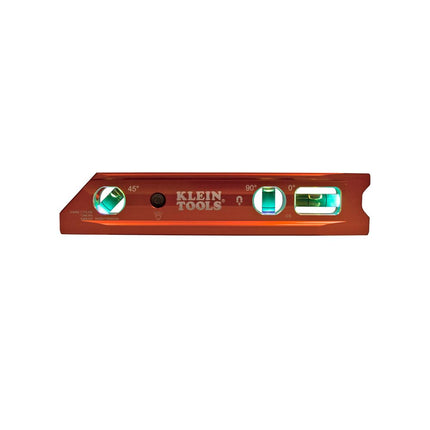 Klein Tools 935RBLT Level, Lighted Torpedo Level with Magnet, 3 Vials and V-Groove, Water and Impact Resistant, Great for Conduit Bending High-Visibility Orange