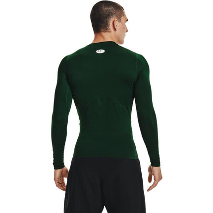 Camiseta de compresión de manga larga HeatGear para hombre de Under Armour, verde bosque (301)/blanco, grande