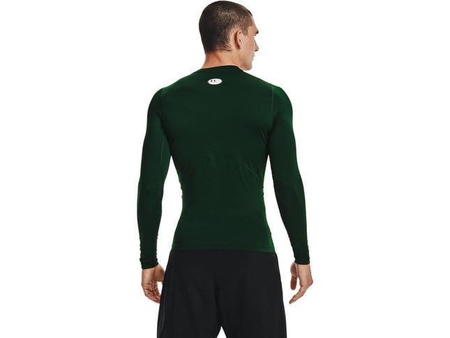 T-shirt à manches longues de compression HeatGear Under Armour pour homme, Vert forêt (301)/Blanc, Large