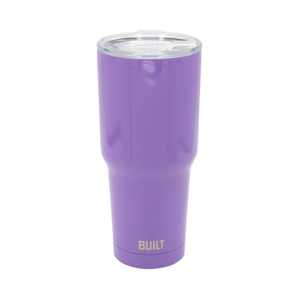 BUILT Double Walled Stainless Steel Tumbler Set with Replacement Lid, 2 Reusable Tritan Wire Straw Cleaning Brush in Gift Box, 1 Count (Pack of 1), Amethyst