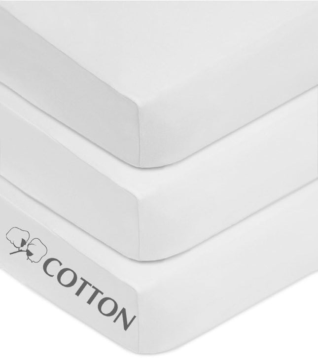 American Baby Company Lot de 3 draps housses en jersey 100 % coton pour lits de bébé et matelas pour tout-petits, blancs, pour garçons et filles