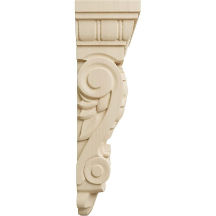 Ekena COR05X02X09ACLW 5 1/8-Inch Width x 2 3/4-Inch Depth x 9 3/4-Inch Height Thin Flowing Acanthus Corbel - Linden Wood