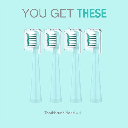 Cabezales de repuesto para cepillo de dientes eléctrico infantil - 7 veces más eliminación de placa, cerdas suaves curvadas en 3D con puntas redondeadas, limpieza dental suave y eficiente, perfecto para boca pequeña de niños, azul (paquete de 4)