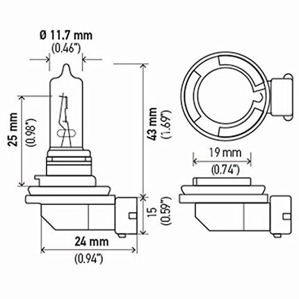 HELLA H9 Standard Halogen Bulb, 12 V, 65W