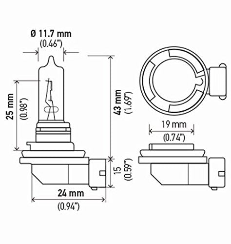 HELLA H9 Standard Halogen Bulb, 12 V, 65W