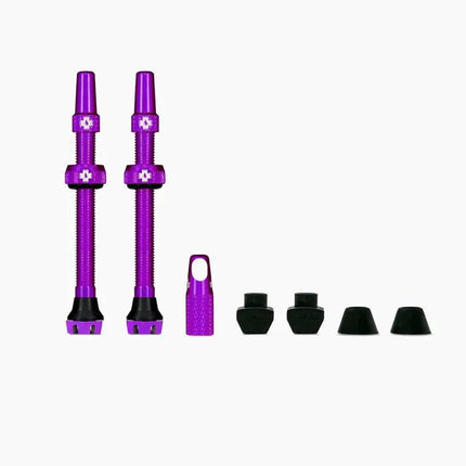 Muc-Off Tubeless Valves, Iridescent 60mm - Dust Caps for Bikes with Valve Core Removal Tool - Presta Valve Caps for Tubeless MTB/Road/Gravel Bikes