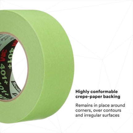 TapeCase 401 Plus 2" X 60yd High Performance Masking Tape-Converted from 3M 401 Plus /233 Plus, 2" X 60 Yards Roll, Crepe Paper, Green