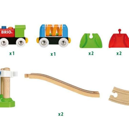 BRIO My First Railway 33727 Beginner Pack Wooden Train Set with Track – Push-Along Train & Rattle Wagon, Toddler Preschool Toy Gift for Boys & Girls, 18 Months and Up
