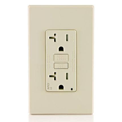 Leviton AFTR2-T SmartlockPro Outlet Branch Circuit Arc-Fault Circuit Interrupter Receptacle, 20-Amp, 120-volt, Light Almond