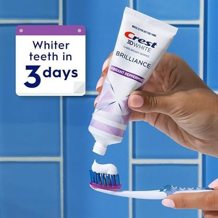 Crest Toothpaste 3D White Brilliance Vibrant Peppermint, 4.1oz (Pack of 3)