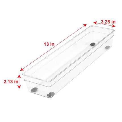 Glad GLD-71058 BIN Pantry, Kitchen Organization and Craft Storage Org W Nonslip Feet Rect Clear 12.9X3X2.2In, Plastic