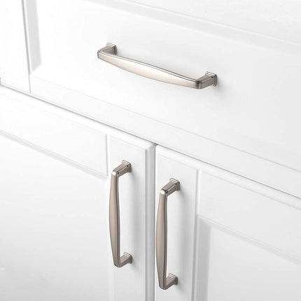 KOOFIZO Square Foot Cabinet Arch Pull - Brushed Nickel Furniture Handle, 5 Inch/128mm Screw Spacing, 10-Pack for Kitchen Cupboard Door, Bedroom Dresser Drawer, Bathroom Furniture Hardware