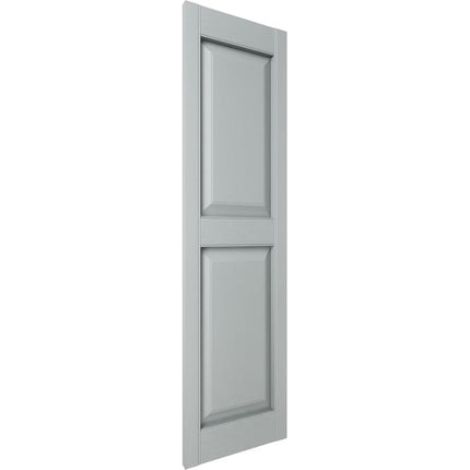 14.5 in. W x 52 in. H Builders Edge, TailorMade Two Equal Panels, Raised Panel Shutters, Includes Matching Installation Spikes (Per Pair), 945 - Platinum