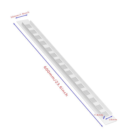 2 Pcs White Air Vent Grille Cover 600mm x 50mm Aluminum Alloy Kitchen Air Vent Cover Cupboard Vents 24 x 2 Inch Fridge Vent Louvred Wall Vent Grille Ventilation Cover