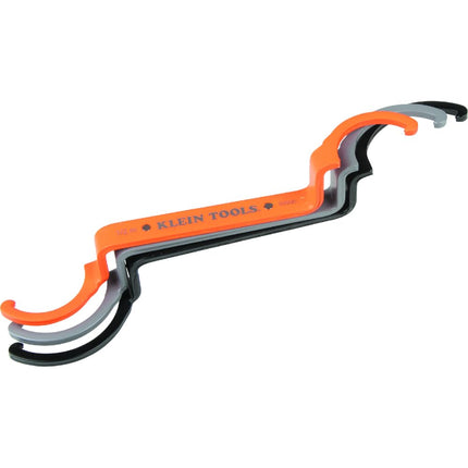 KLEIN TOOLS 50900R Conduit Lockout Wrench Set, Tighten and Loosen Locknuts in Tight Spaces, 1/2, 3/4 and 1-Inch, Offset Bends, 3-Piece