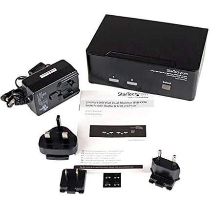 StarTech 2-Port Dual-Monitor DVI and VGA KVM Switch, USB Hub, Audio