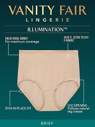 Vanity Fair Women's Illumination Brief Panty 13109, Midnight Black, XX-Large