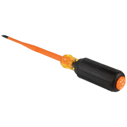 Klein Tools 6916INS 1000V Slim Tip Insulated Screwdriver, 6-Inch Round Shank, 3/16-Inch Cabinet Tip, Cushion Grip Handle