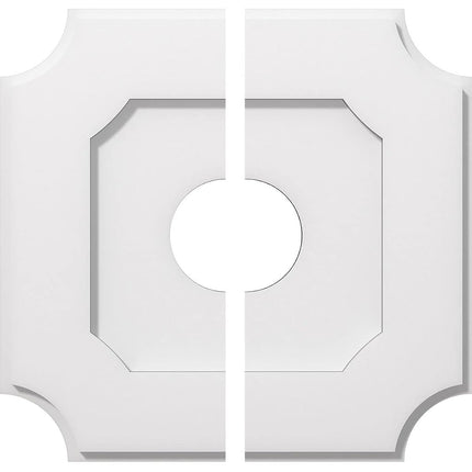 16"OD x 4"ID x 9 1/2"C x 1"P Locke Architectural Grade PVC Contemporary Ceiling Medallion, Two Piece