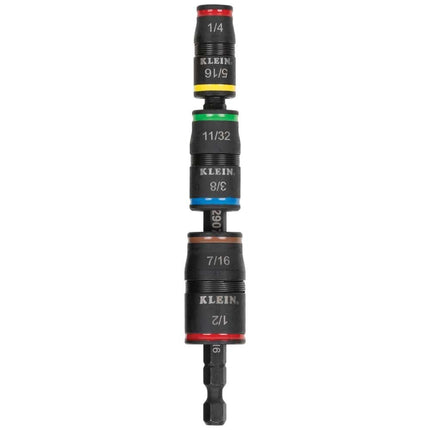 Klein Tools 32907 Impact Driver, 7-in-1 SAE Impact Socket Set, Flip Socket Set with 6 Nut Driver Sizes and 1/4-Inch Bit Holder