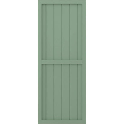 Ekena Millwork ARW101BF621X33TGH Americraft Six Exterior Real Wood Two Equal Panel Framed Board-n-Batten Shutters (Per Pair), 21"W x 33"H, Track Green
