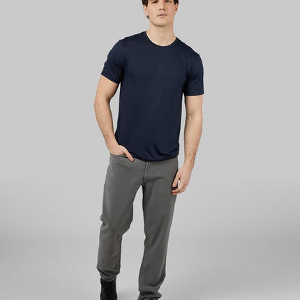 32 Degrees Mens 4 Pack Cool Crewneck T-Shirt | Anti-Odor | Quick Drying | 4-Way Stretch, 2 Black/ 2 Navy, Medium