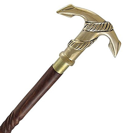 Handmade Vintage Art Walking Stick Wood & Metal Me