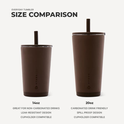HydroJug Everyday Tumbler 14 oz, Ceramic-Lined Straw Cup, Dusty Rose