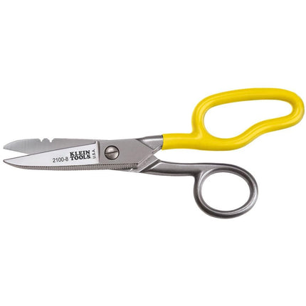 Stainless Steel Scissors, Electrician Free Fall Snips KLEIN TOOLS 2100-8, Yellow/Silver