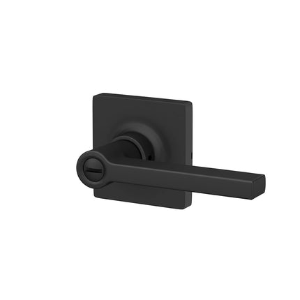 Lock Scout Straight Lever with Square Trim Bedroom and Bathroom Door Handle, Matte Black Finish