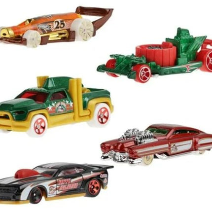 Hot Wheels 2024 Happy Holidays Christmas Mix Winter Set of 5 Pack, 1:64 Scale Diecast X-mas
