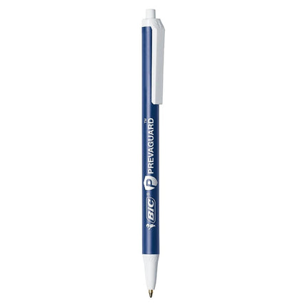 Bolígrafos BIC PrevaGuard Clic Stic con aditivo antimicrobiano, punta mediana, 1.0 mm, cuerpo azul, tinta azul, paquete de 12 bolígrafos
