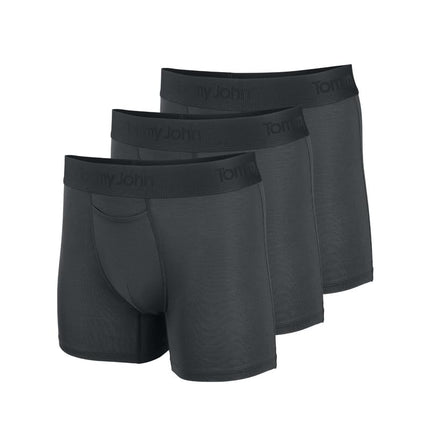 Tommy John Boxer pour homme 4 po, boxers seconde peau avec pochette de soutien profilée, boxers en tissu extensible doux et respirant, gris turbulence (paquet de 3), XL