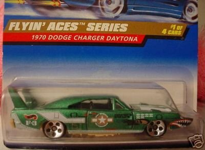 Mattel Hot Wheels 1998 1:64 Scale Flyin Aces Series Green 1970 Dodge Charger Daytona Die Cast Car 1/4