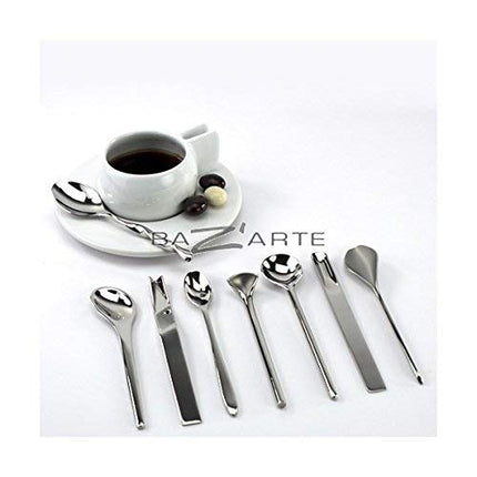 Officina Alessi Set of 8 Assorted Coffee Spoons, Silver