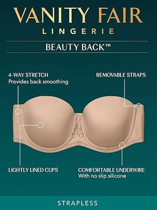 Vanity Fair Women's Beauty Back Strapless Full Figure Underwire Bra 74380, Star White, 42DD