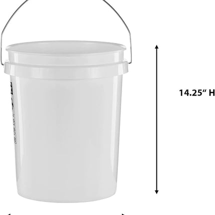 United Solutions 5-Gallon Heavy-Duty Buckets with Snap-On Lids, 6-Pack – BPA-Free, Food-Grade Plastic, Multi-Purpose Storage for Home, DIY, and Job Sites – White