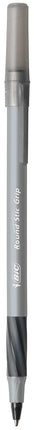 BIC Round Stic Grip Xtra Comfort Ballpoint Pen, Medium Point (1.2mm), Black, 8-Count