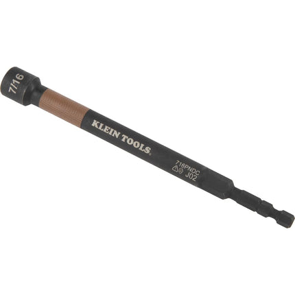 Klein Tools 716PNDC 7/16-Inch Magnetic Color-Coded Power Nut Setter, SAE, Impact-Rated Hex Nut Driver with 5-Inch Extended Reach Shaft