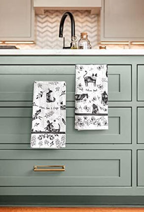 Karma Gifts KA101944 Black And White Boho Tea Towel,Cotton, Octopus 18" x 22"