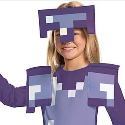 Disguise Enchanted Armour Jumpsuit for Kids, Official Minecraft Licensed Dress Up, Iconic Pixelated Design, Includes Headpiece with Adjustable Strap, For 7-8 Years