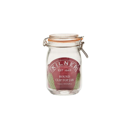 Kilner Round Clip Top Jar 0.35 Litre (350ml) Airtight Glass Storage Jar for Preserving Spices Dry Foods Reusable