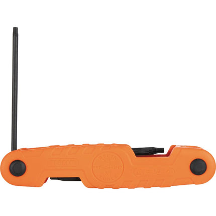 KLEIN TOOLS 70550T Pro Folding Hex Key Set, 10-Key Torx Sizes T6 to T40, Heat-Treated Alloy Steel, High-Leverage Blades