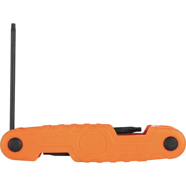 KLEIN TOOLS 70550T Pro Folding Hex Key Set, 10-Key Torx Sizes T6 to T40, Heat-Treated Alloy Steel, High-Leverage Blades